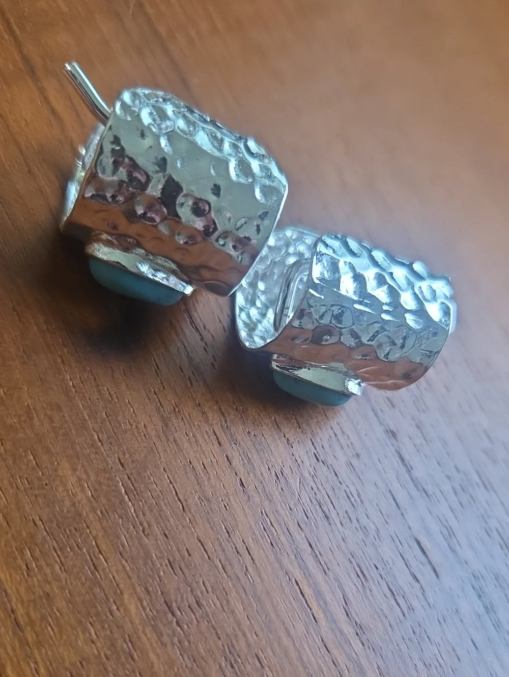 Silver Colored Teardrop & Turquoise Colored Decrative Hair Cuffs